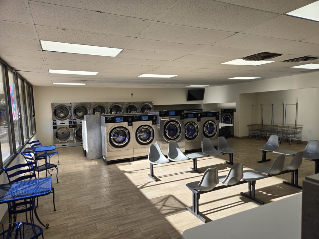 The newly remodeled interior of the cedar city laundromat.