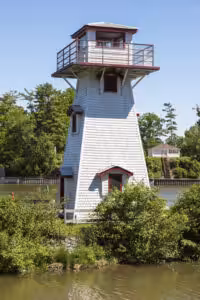 Nancy Island Lighthouse by Lake Huron. Ontario, Canada.