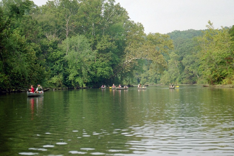 Canoers on the Meramec River below Leasburg, Missouri.