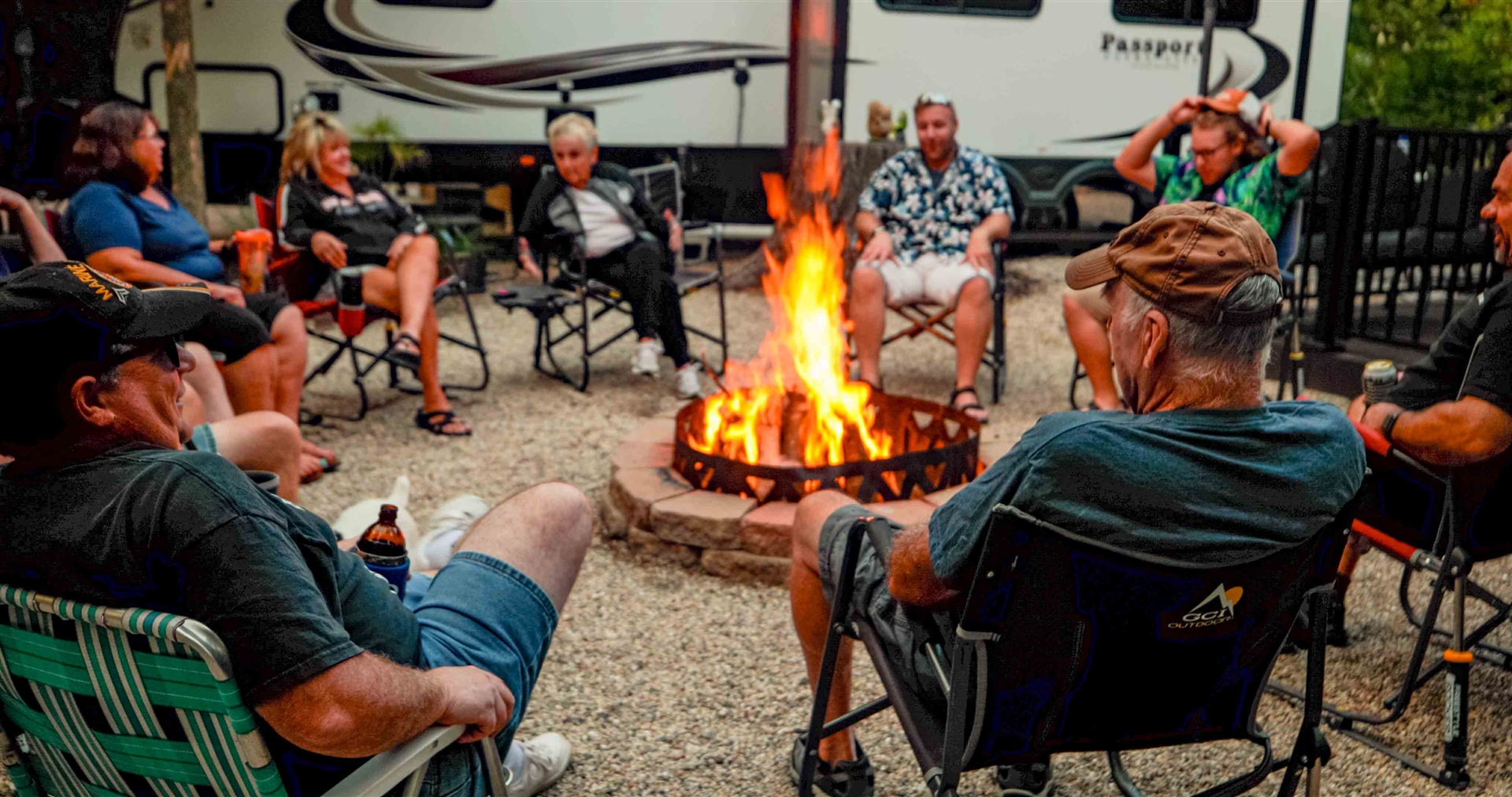 Full hookup RV site with water, sewer, and 50-amp electric at Baraboo RV Resort in Baraboo, Wisconsin