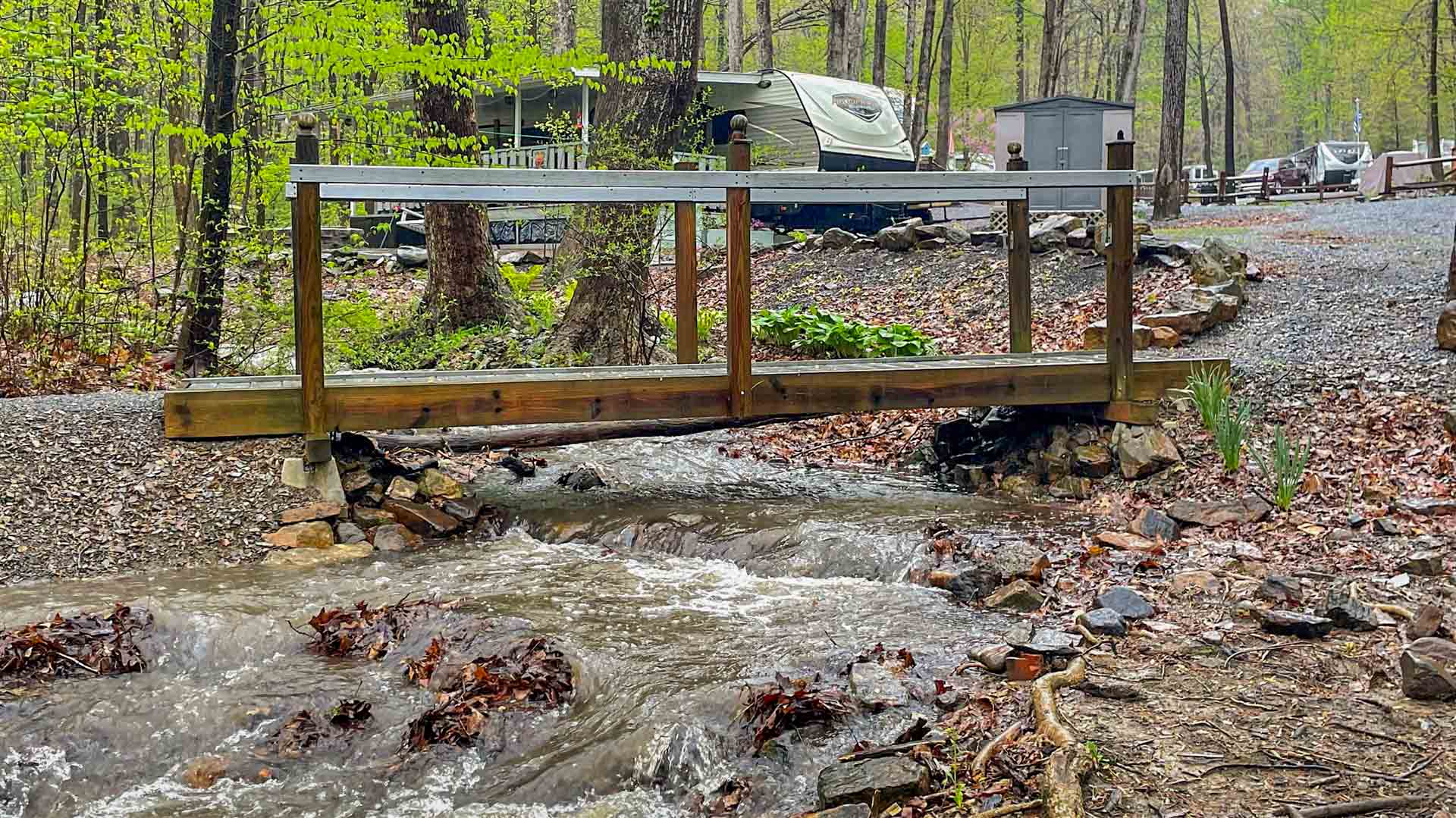 Full-service back-in RV sites at James Creek RV Resort in James Creek, Pennsylvania