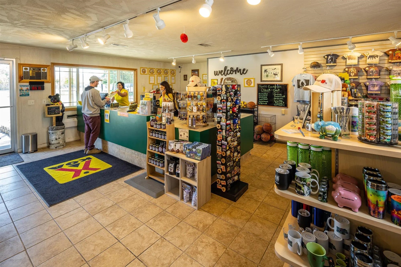 Camp store and check-in building at Roam Spokane RV Resort in Spokane Valley, Washington